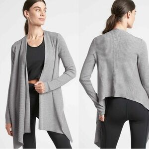 Athleta Heather Gray Merino Wool Blend Solstice Wrap Cardigan Womens Size Small
